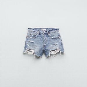 ZARA High Rise Distressed Denim Cutoff Shorts Light Wash | Size 29 | Like New
